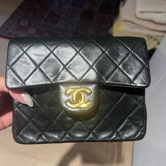 Vintage Classic Chanel Mini Square Flap Black with Gold Hardware - Picture 12 of 17